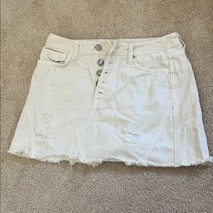 Free People Off-White Distressed Mini Skirt